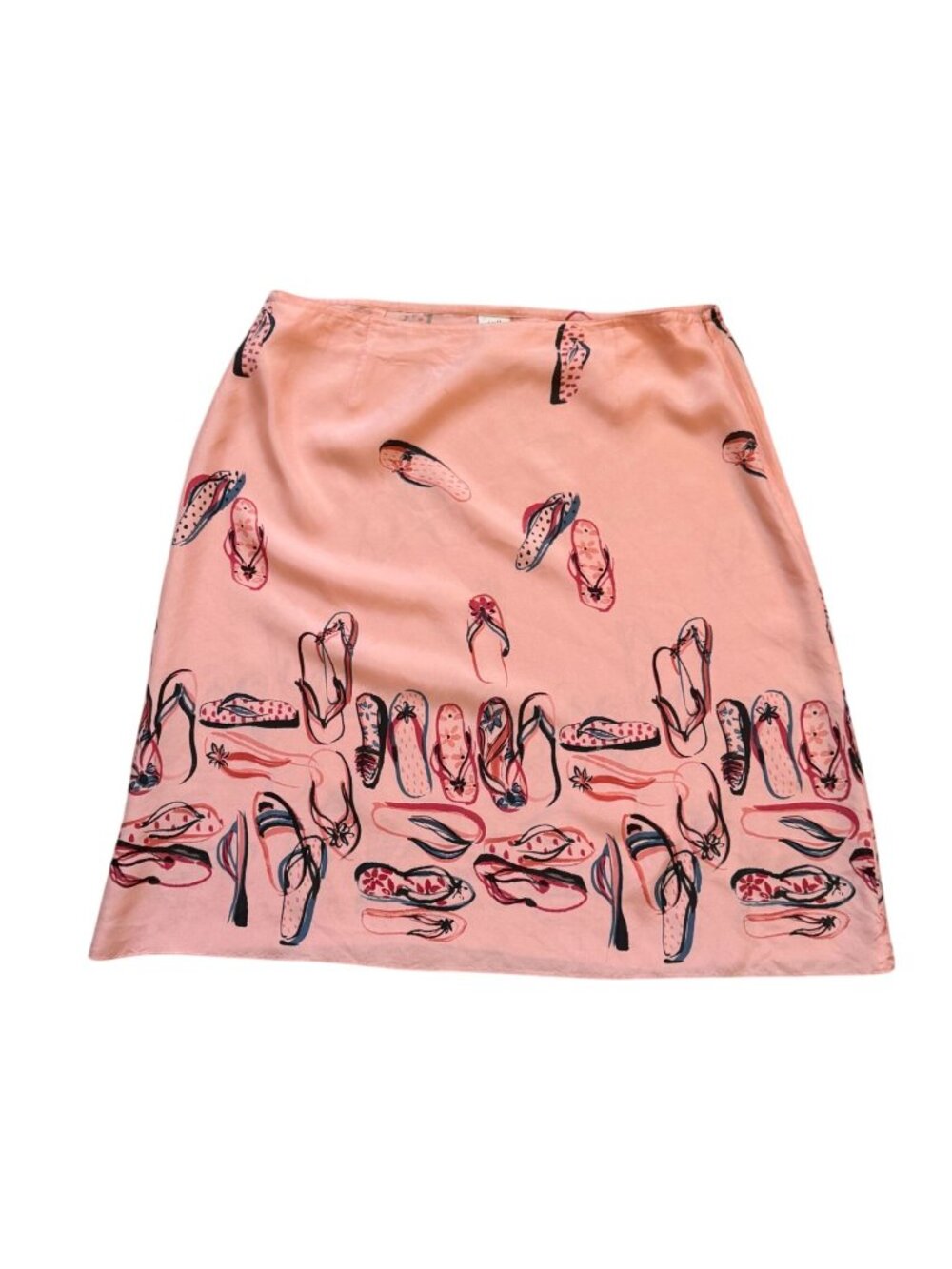 J. Jill 100% Silk Flip Flop Sandal Print A-Line Skirt Women's Size Petite Medium